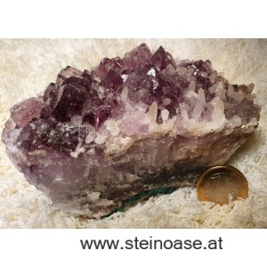 Amethyst Drusenstück mit Calcit